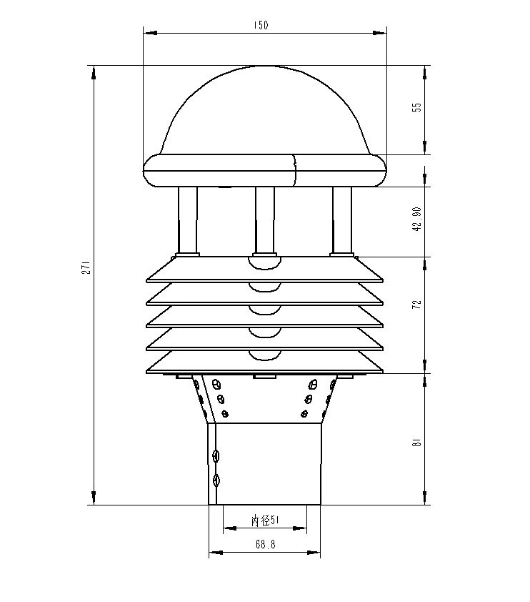 航空机场气象传感器产品尺寸图