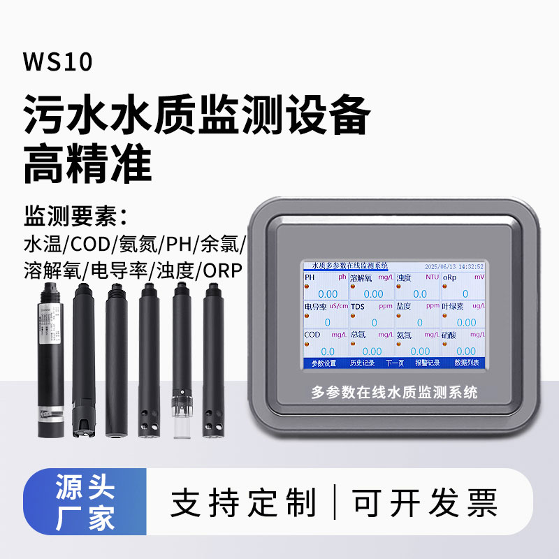 污水水质监测参数（水温、COD、氨氮、ph、余氯、溶解氧、电导率、浊度、orp）